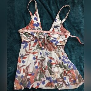 Floral Print Women's Size 0XL Mesh Tankini Top